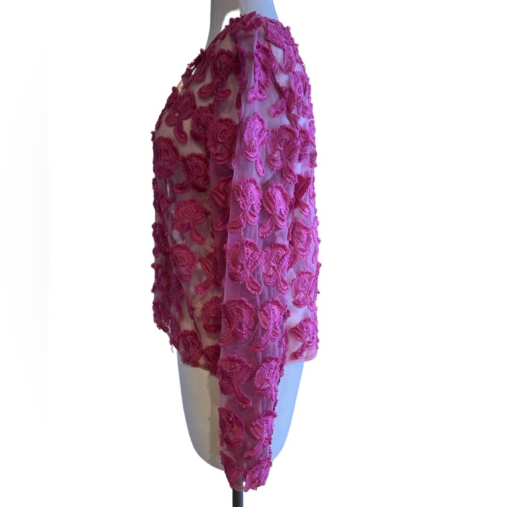 Cupio Pink Sheer Floral open front Cardigan - Picture 3 of 7